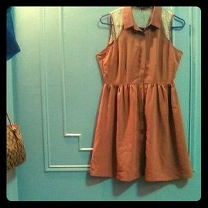 Rare Tan button down dress w/beautiful design