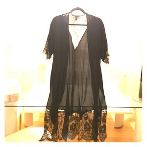 F21 Sheer Black Lace Kimono