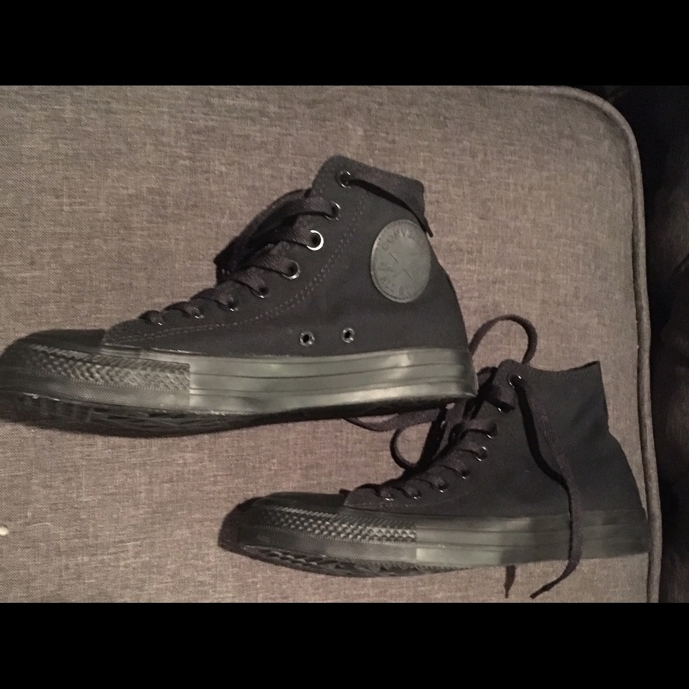 Monochromatic all black Converse High Tops