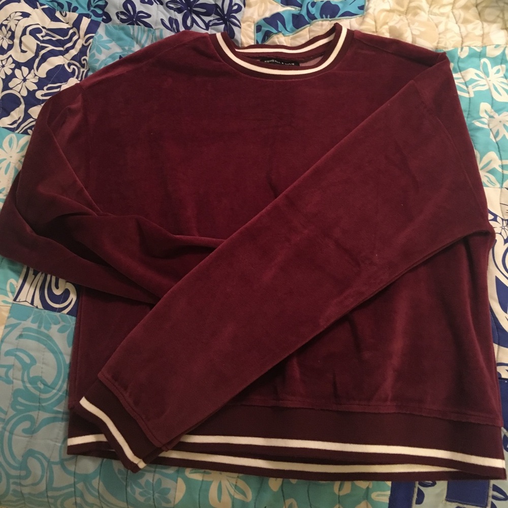 Kendall & Kylie Maroon Velvet Sweater