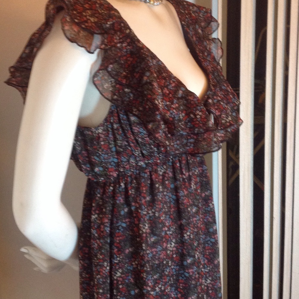 BROWN AND MUTICOLOR FLOWERED DRESS - Picture 5 of 6