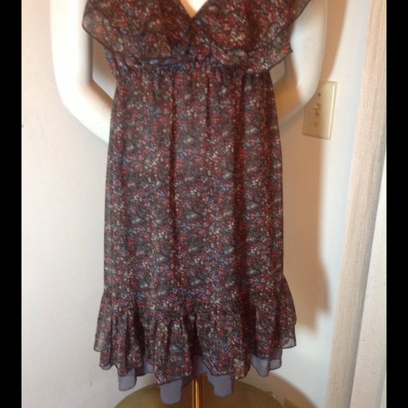 BROWN AND MUTICOLOR FLOWERED DRESS - Picture 3 of 6