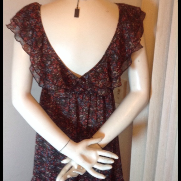 BROWN AND MUTICOLOR FLOWERED DRESS - Picture 6 of 6