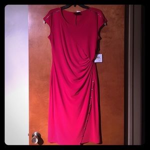 Rafaella red dress with zipper shoulder accents