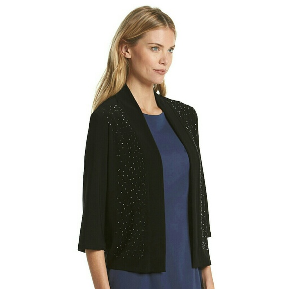 R & M Richards Beaded Black Shrug Cardigan NWT - Picture 2 of 3