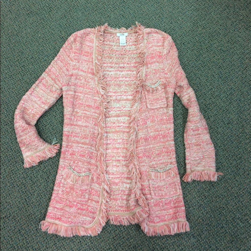 Cachè Beautiful pink and beige open cardigan