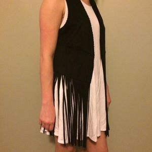 Faux Suede Fringe Vest