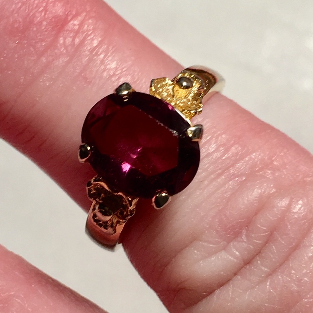 💐GOLD PLATED RING WITH LAB CREATED AMETHYST - Picture 2 of 4