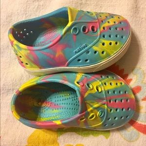 Native toddler shoes tie dye