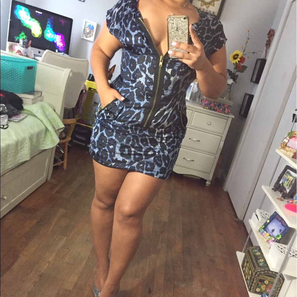 Blue Cheetah Print Dress