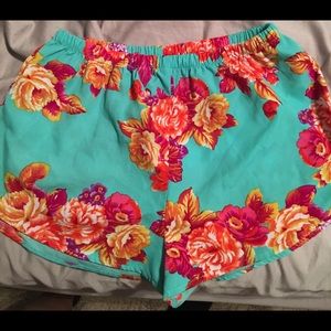 Teal colorful floral shorts