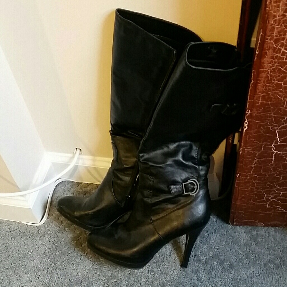 Black leather boots