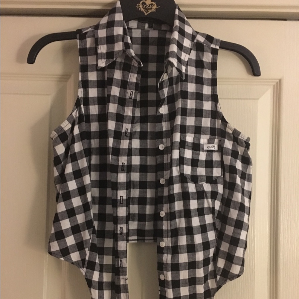 Crop Top Tie Plaid Top - Never Worn!