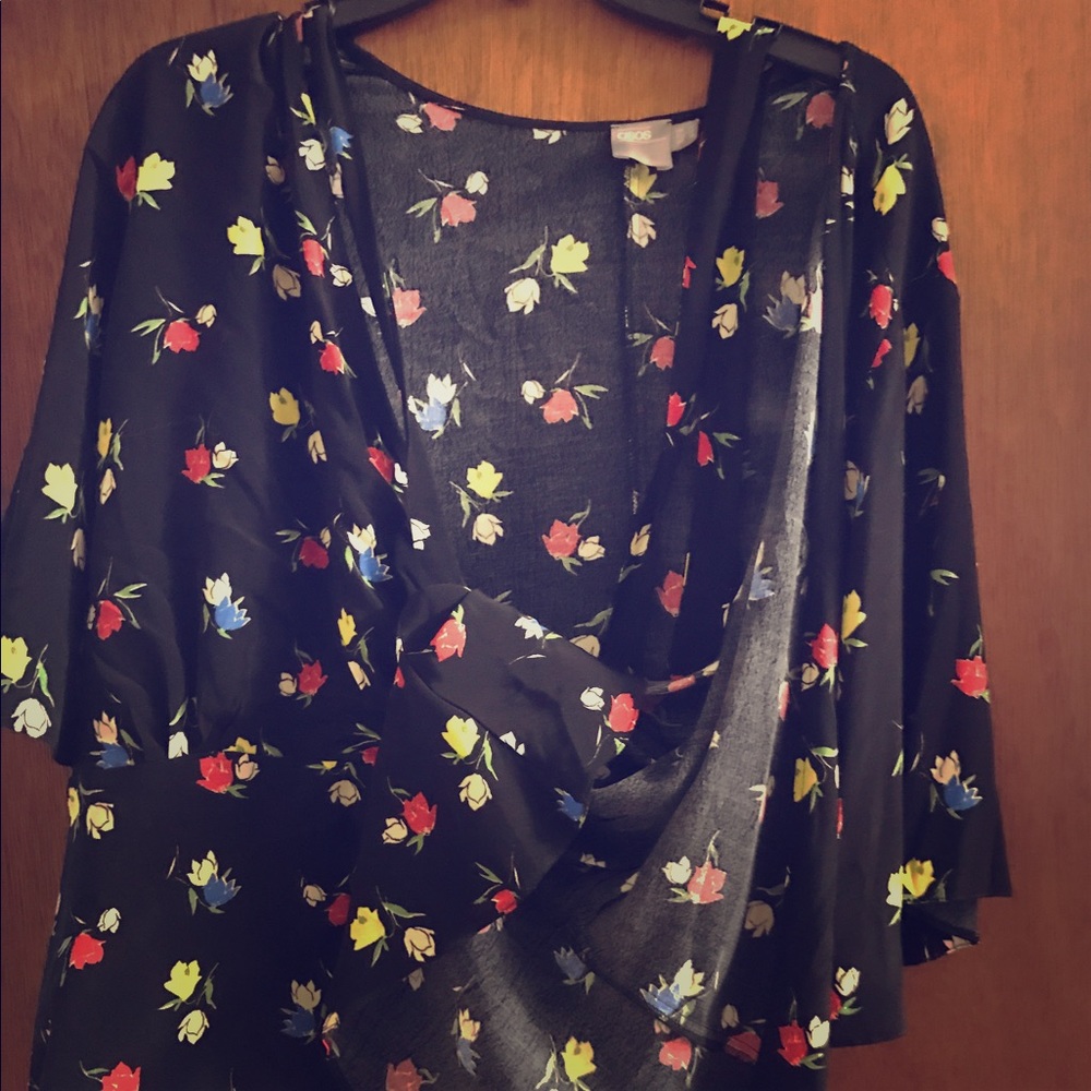 ASOS Curve floral wrap shirt