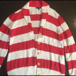 Pink and White Brooks Brothers Cardigan