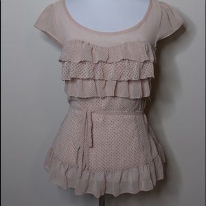 Blush Pink ruffle top with tie