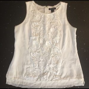 WHBM silk creme tank blouse
