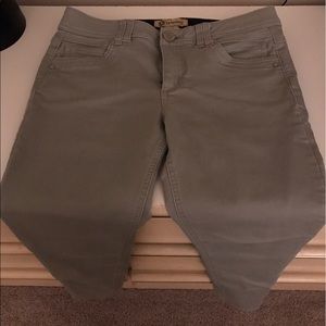 Olive green, skinny jeans
