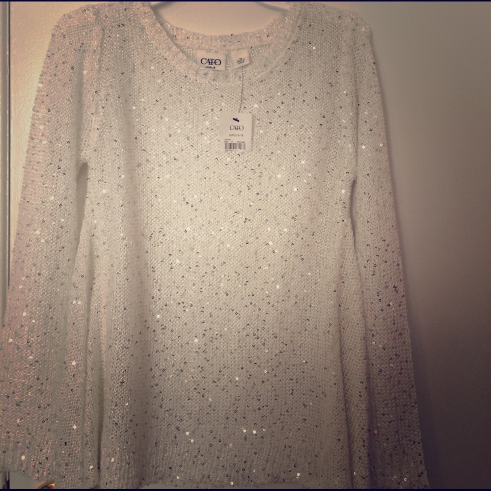 Girls sequined white sweatshirt