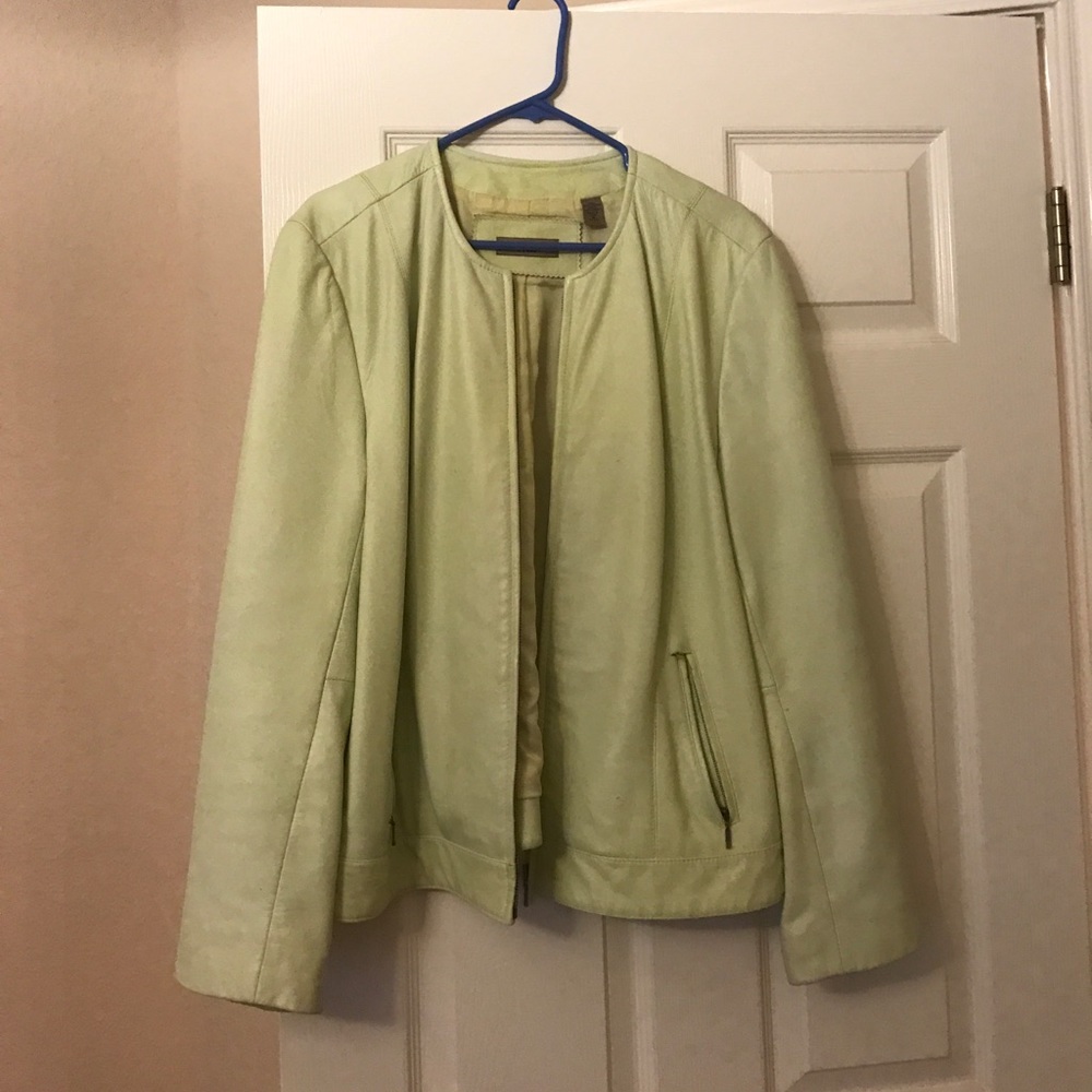 Light green soft leather jacket