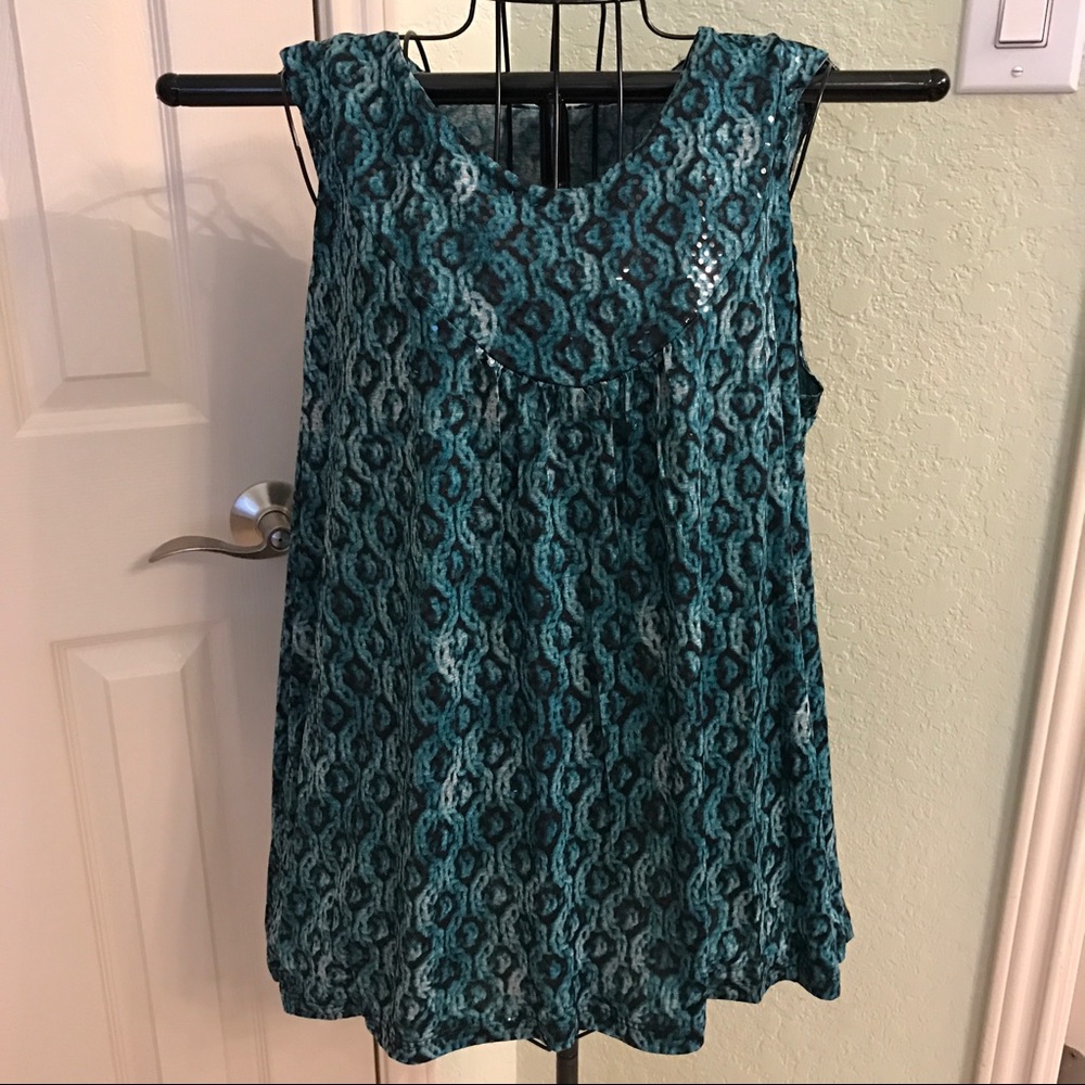 Green & Glitter sleeveless top
