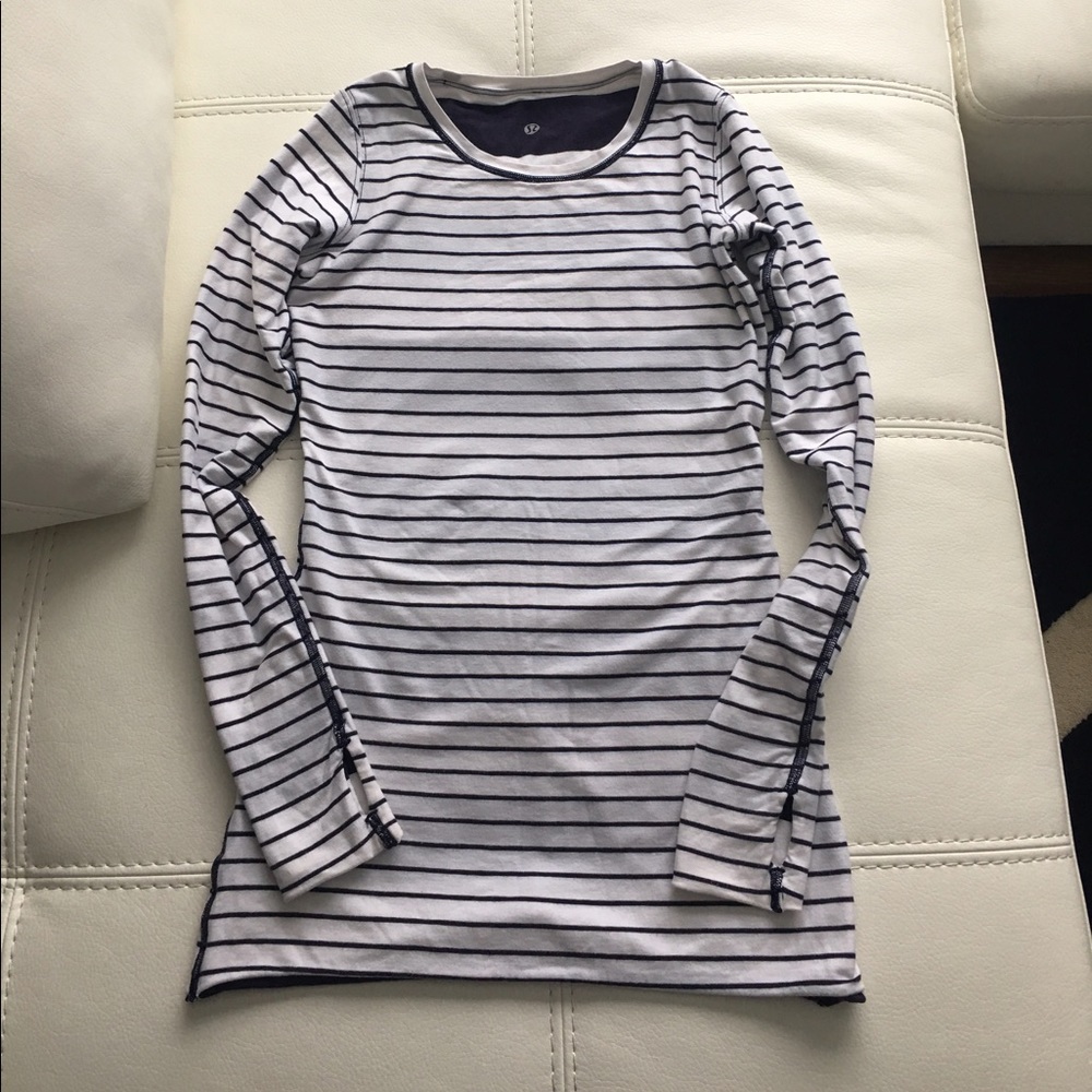 Lululemon long sleeve reversible top,Navy, white