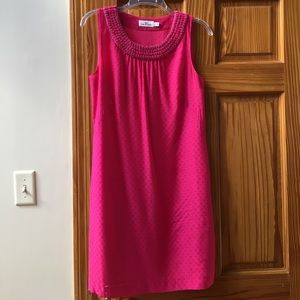 Pink vineyard vines dress with aqua bead detail