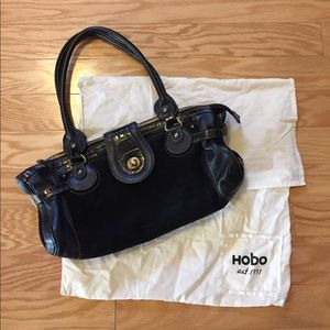 hobo//black suede shoulder bag