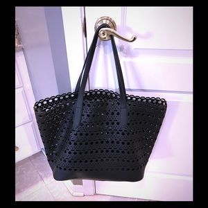 Street Level Faux Leather Black Tote