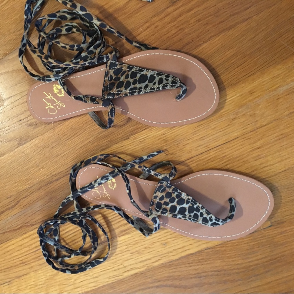 Colin Stuart wrap cheetah print sandal