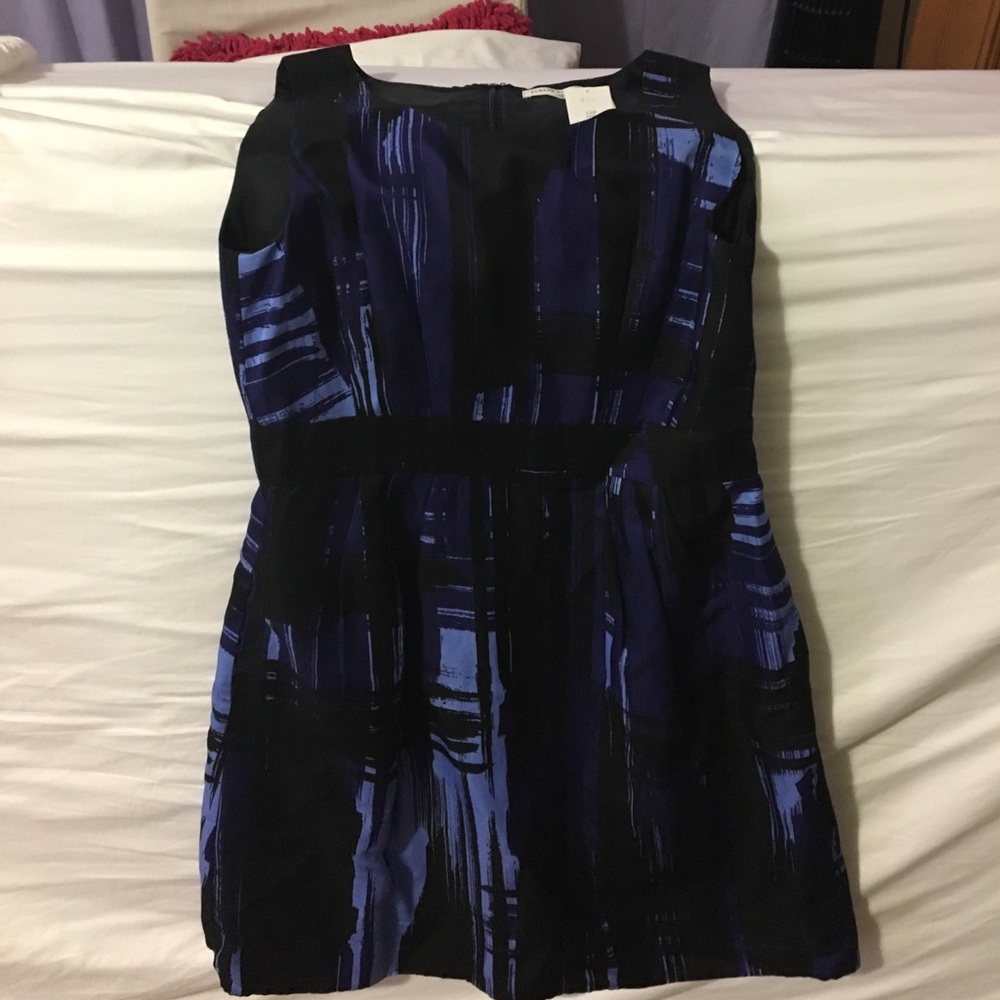 Blue/Black Patterned Sleeveless Dress
