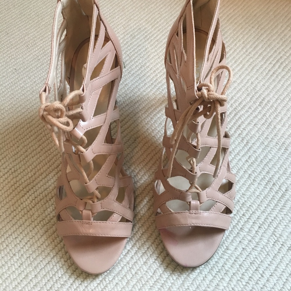 Nude lace up heels Nine West