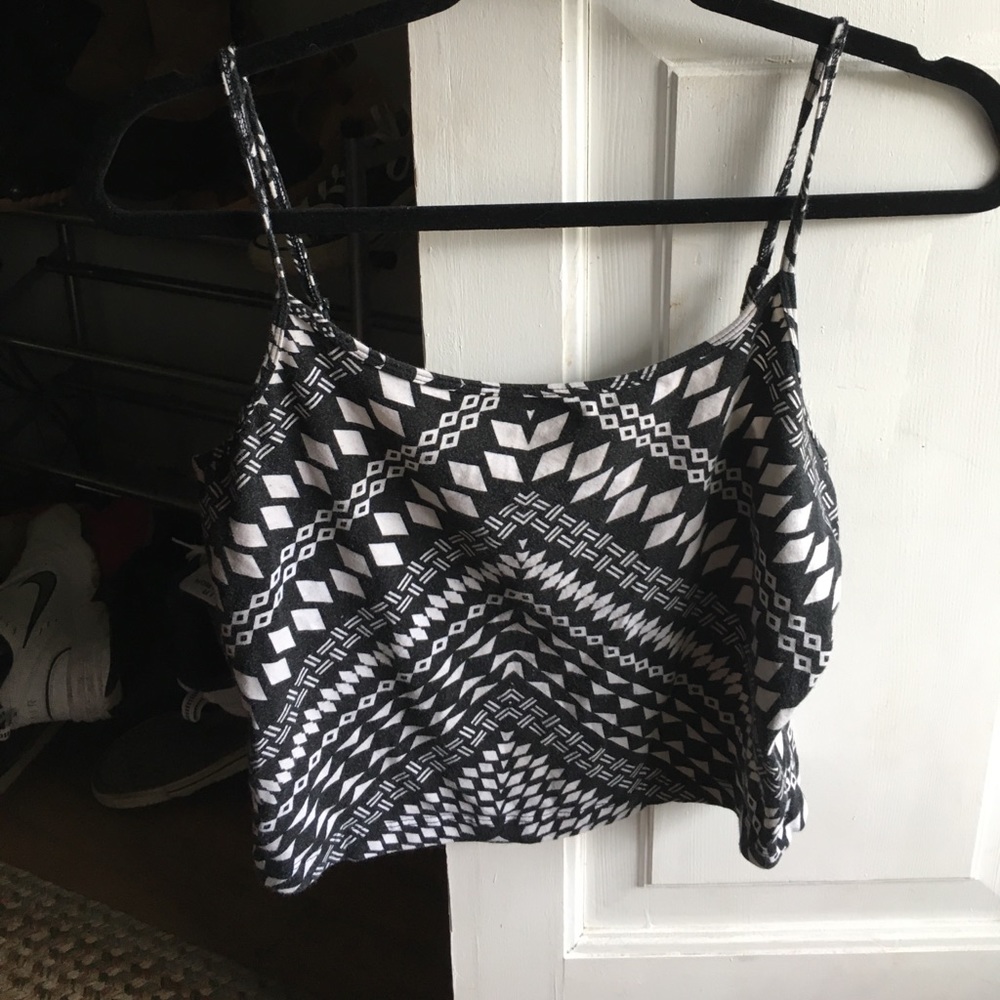 White and Black Crop Top