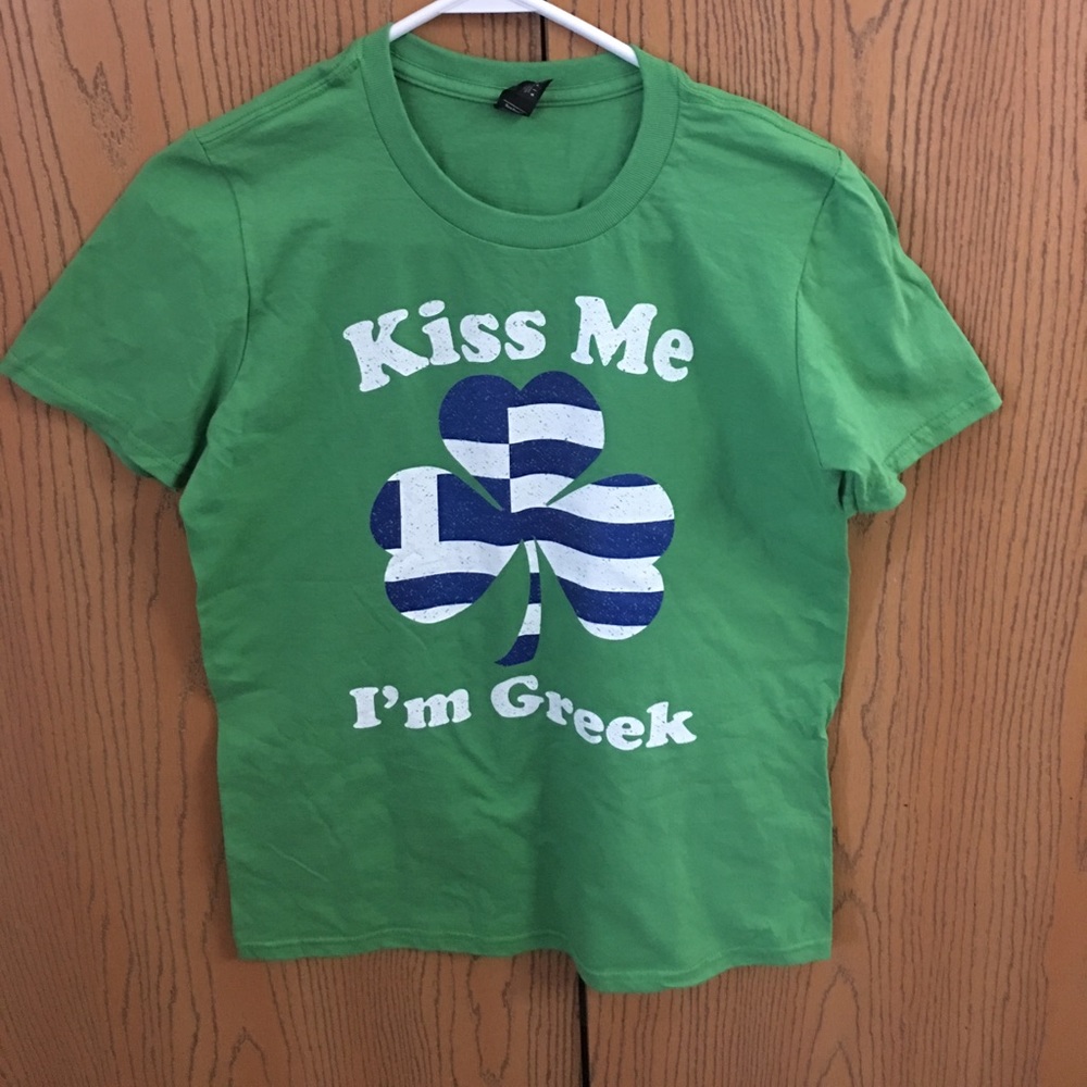 "Kiss me I'm Greek" green t-shirt