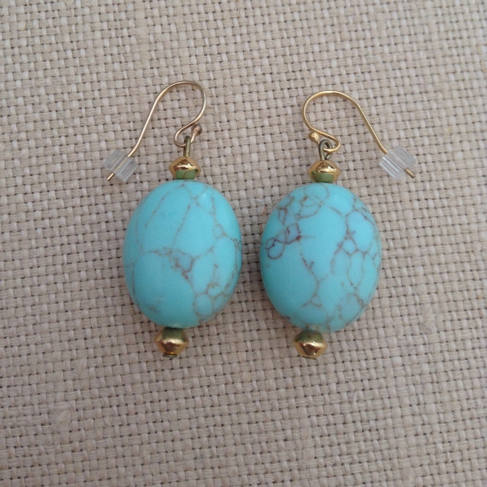 Turquoise & gold tone earrings