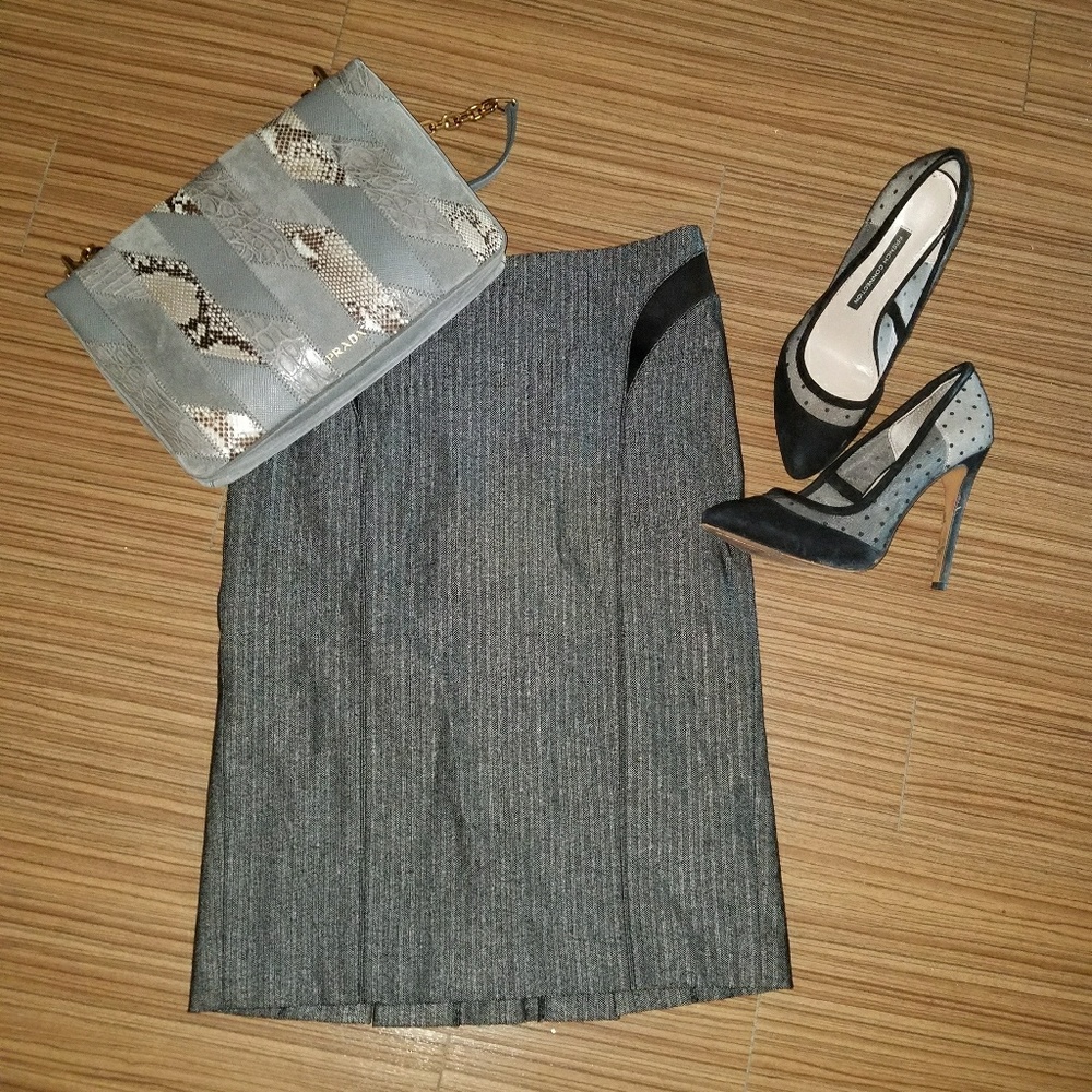 bebe kneelength pencil skirt with satin inserts