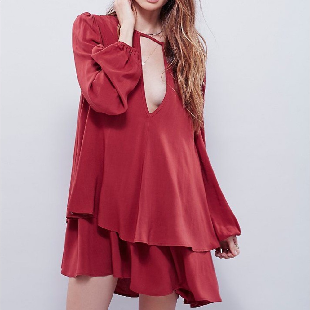 Free people two tier burnt orange dress