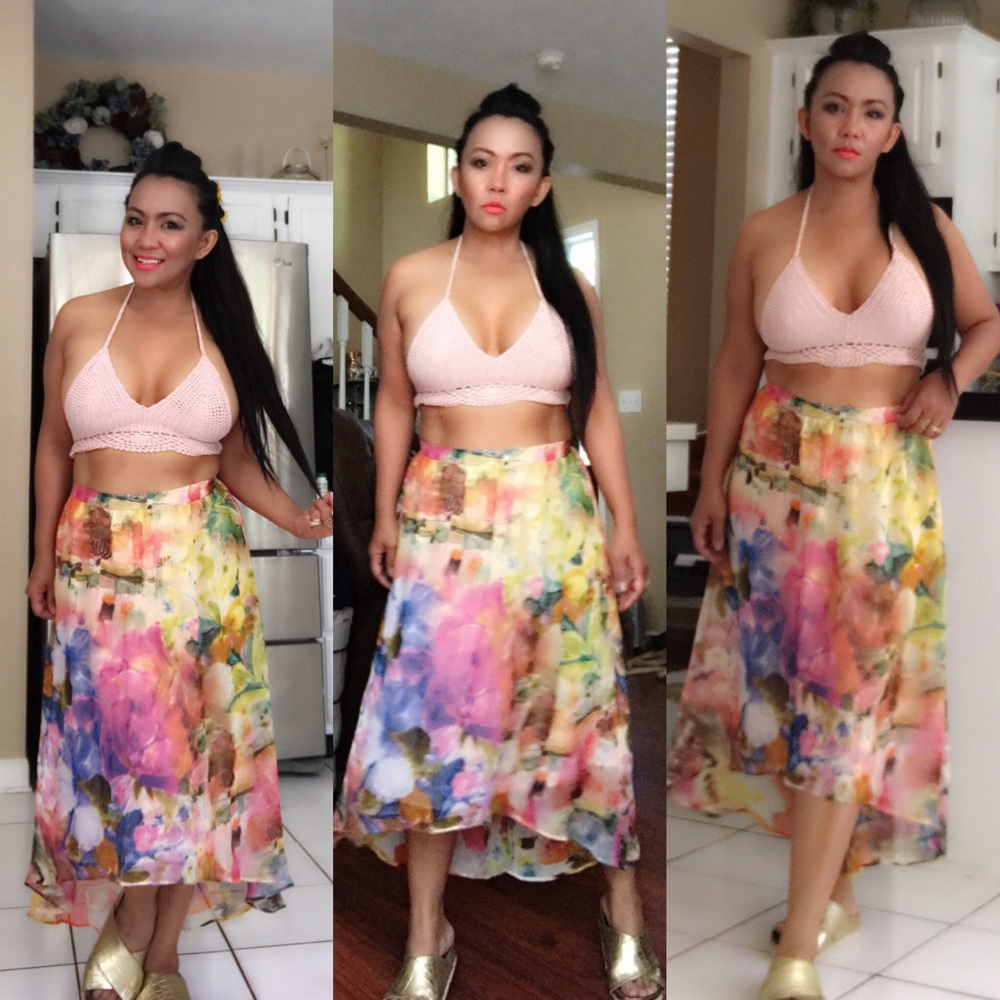 Preloved colorful skirt, $15 size M