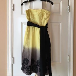 Anthropologie Strapless Yellow Ombré Dress Sz 8