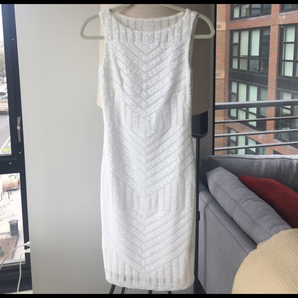 Ralph Lauren white sequined sheath dress