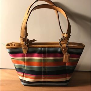 Coach mini legacy stripe tote