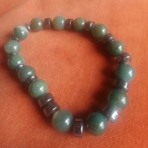 NWOT MEN'S Labradorite & Hemotite stretch bracelet