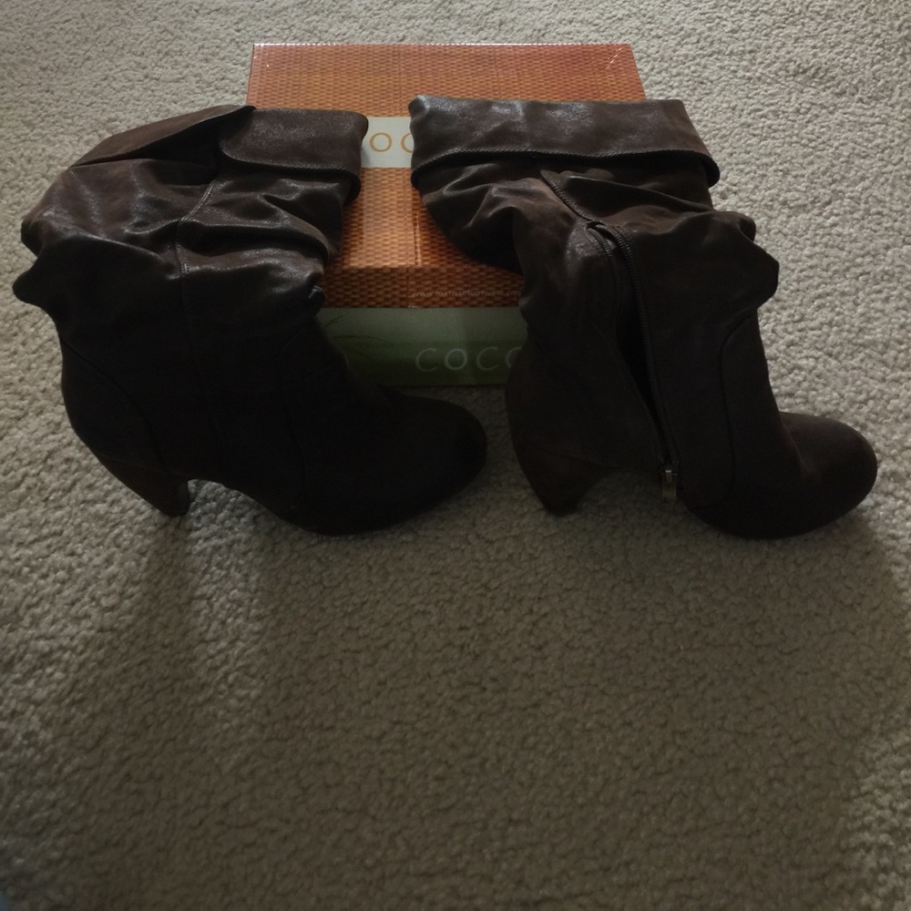 Coconuts brand brown calf boots.