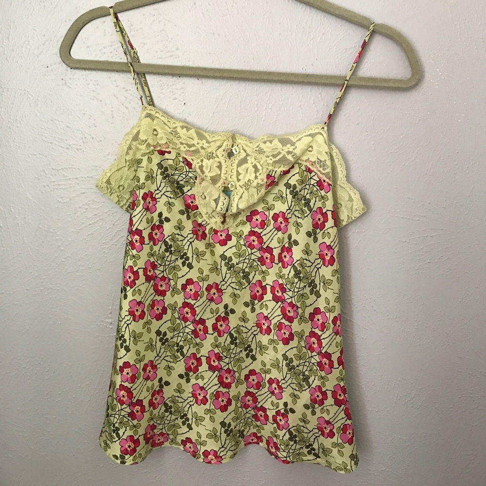 Damsel Floral Silk & Lace Tank