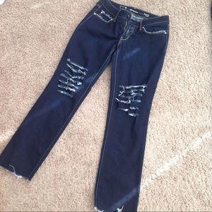 LEVI'S Dark Denim Distressed Jeans