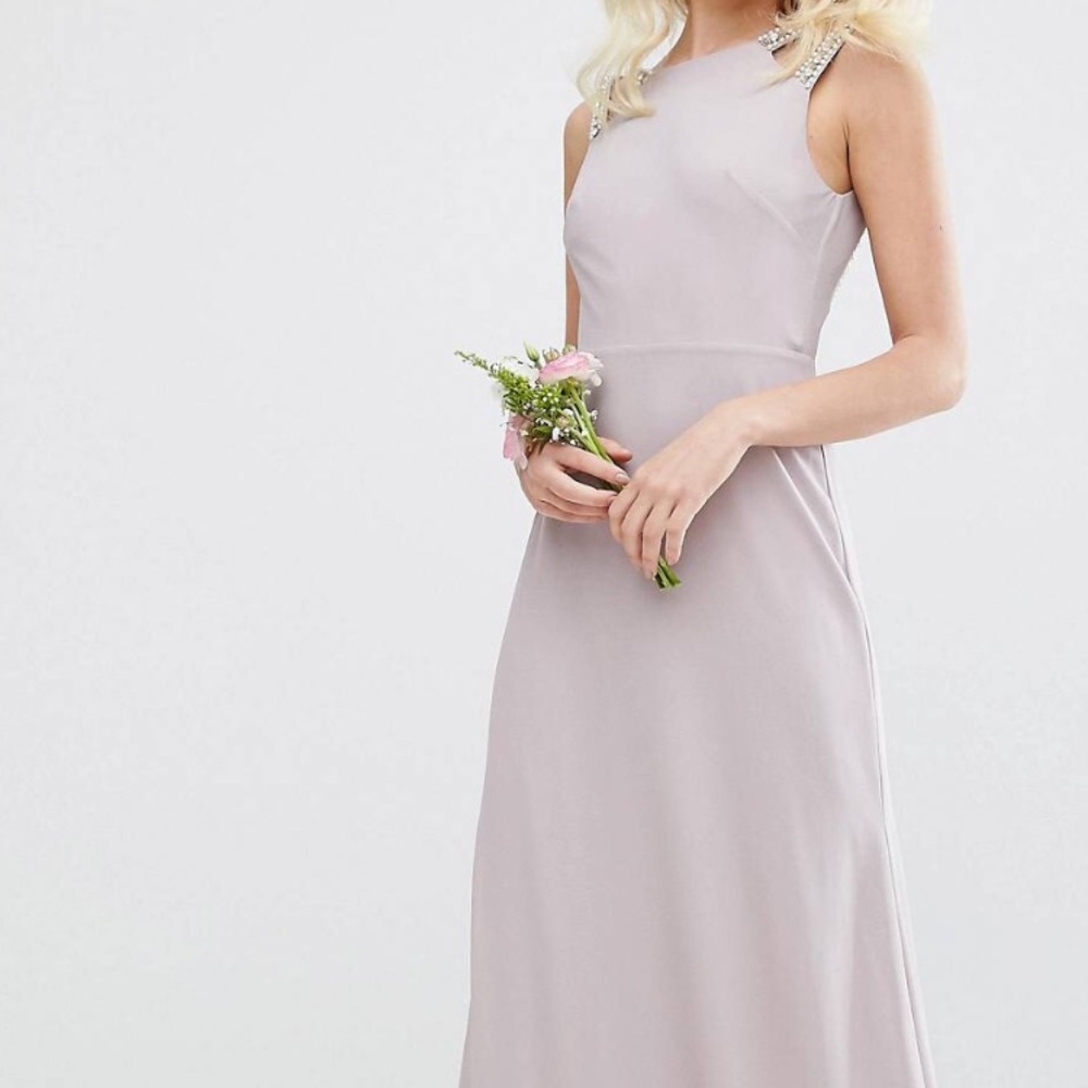 Tfnc high neck low back embellished petite dress