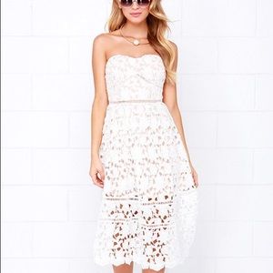 LuLu's Pinnacle of Prestige Ivory Lace Midi Dress