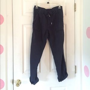 Navy blue linen trousers