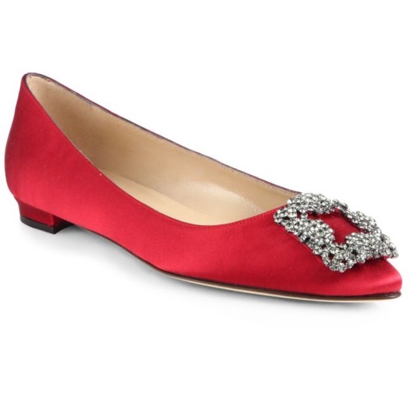 New Manolo Blahnik RED Hangisi Flats SZ 39 - Picture 3 of 5