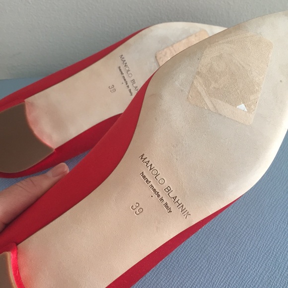 New Manolo Blahnik RED Hangisi Flats SZ 39 - Picture 4 of 5